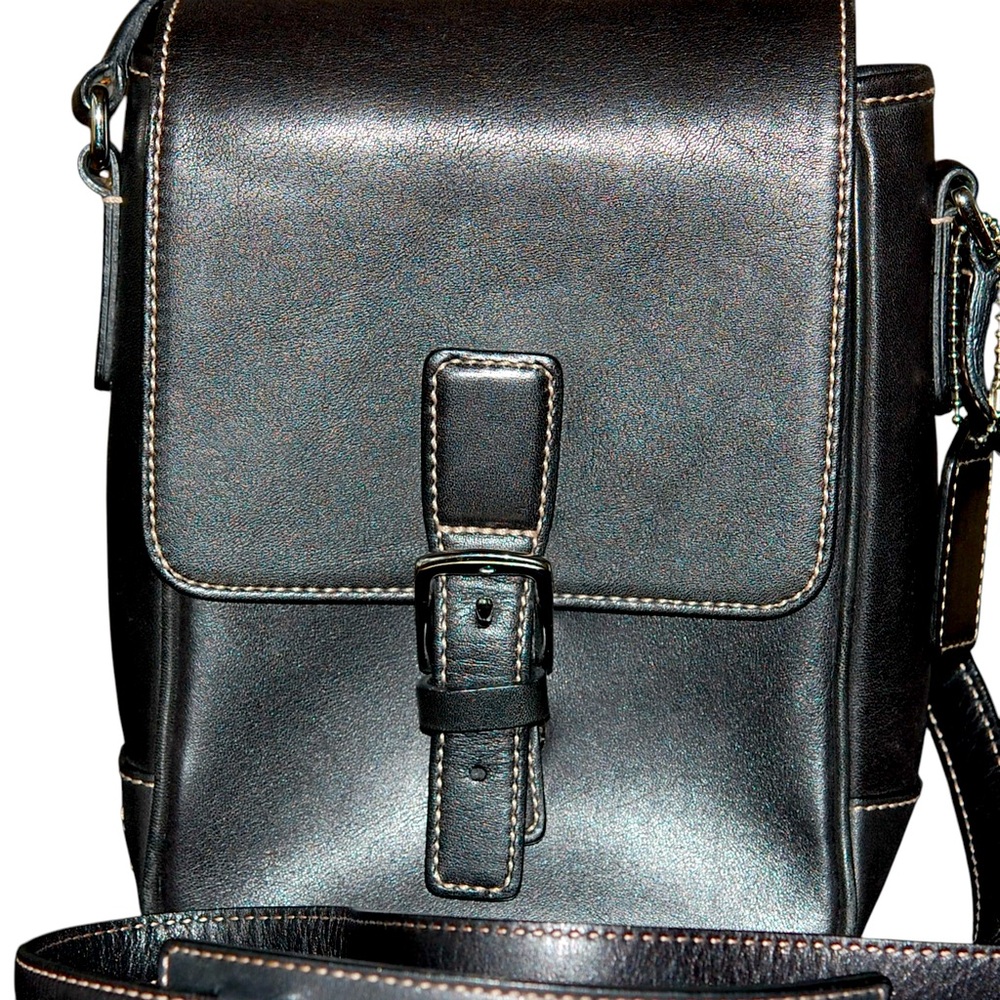 Coach Vintage Camera Crossbody Black Leather Bag Flap Style K0S-7775 NWOT - Picture 1 of 13